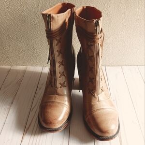 Vintage 93| Brown Heeled Side Zip Ankle Boot Sz 12W Prairie Cottagecore